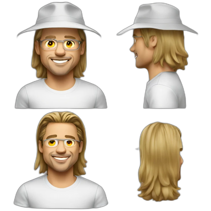 small businessman,Bucket Hat,smile, Brad Pitt emoji