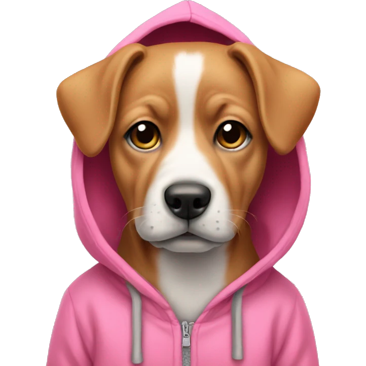 Dog wearing a pink hoodie  emoji