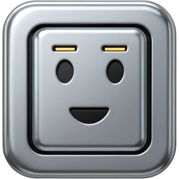 A futuristic microchip emoji made of polished silver chrome, minimal circuit details, smooth metallic surface, soft lighting, iOS emoji style, centered, clean white background emoji