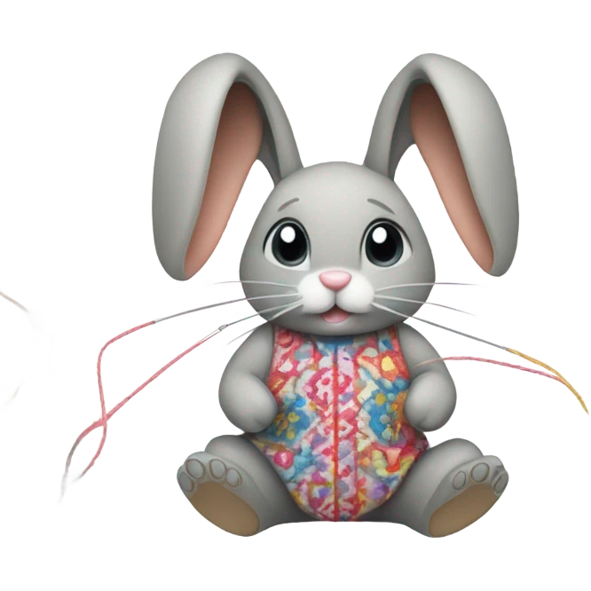 A bunny embroidering  emoji
