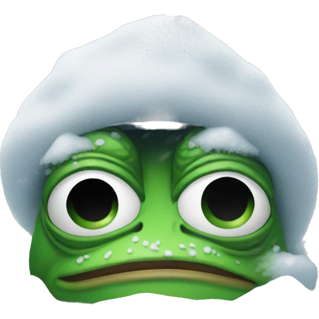 pepe the frog inside the snow emoji