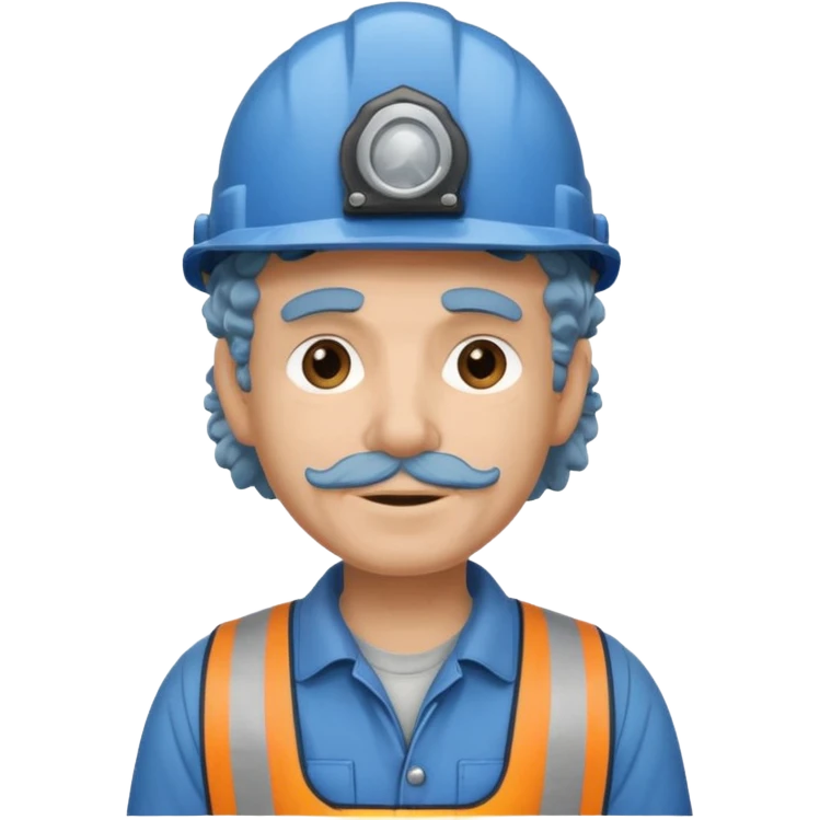 very curly blue haired, construction worker very old emoji