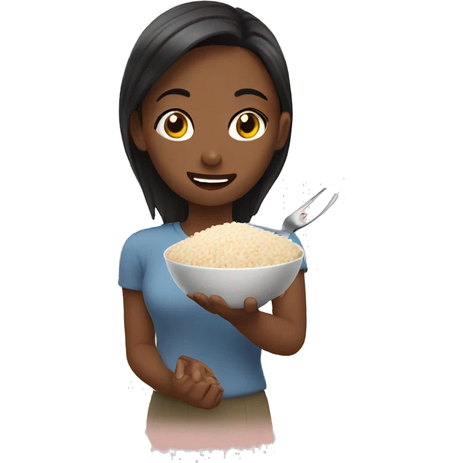 A girl is eating rice emoji