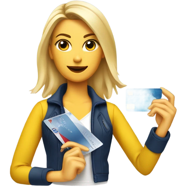 Blonde Ralph lauren women cutting credit card in half  emoji