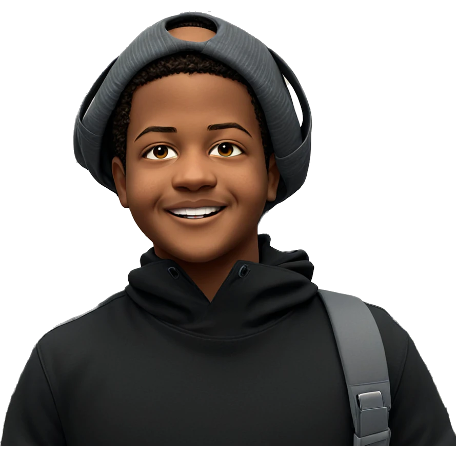 smiling boy in urban setting emoji