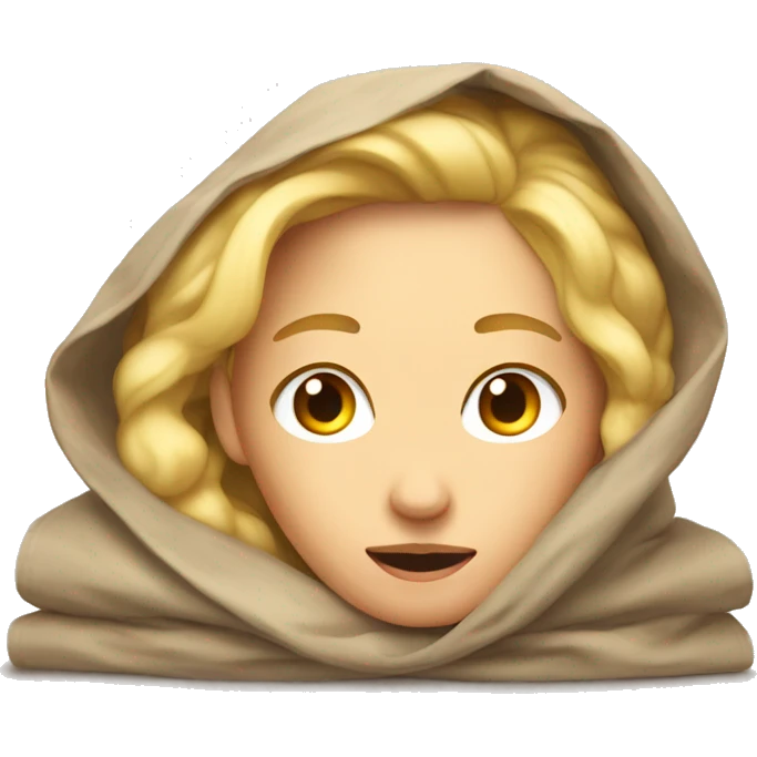 The blonde is lying under the blanket emoji