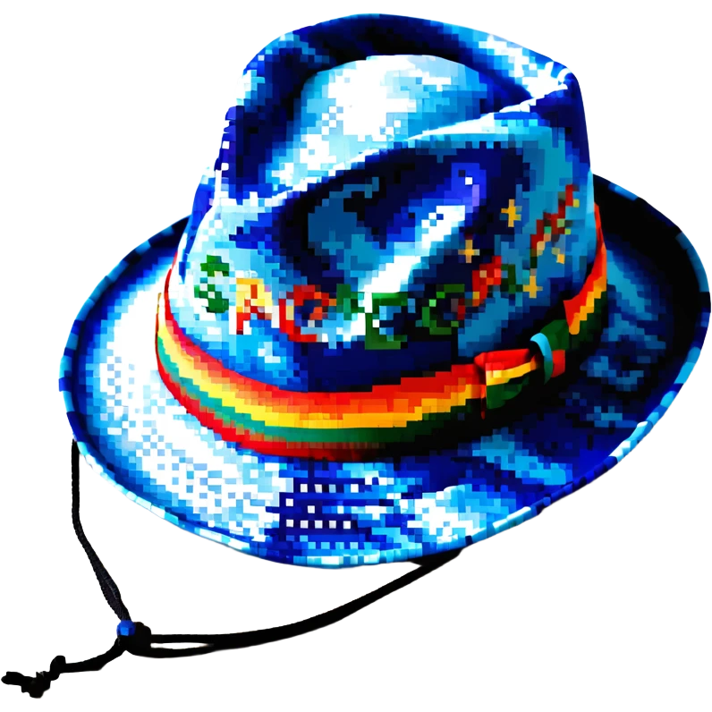 Синяя панамка с разноцветной надписью SPACEME и шнурком, no background emoji