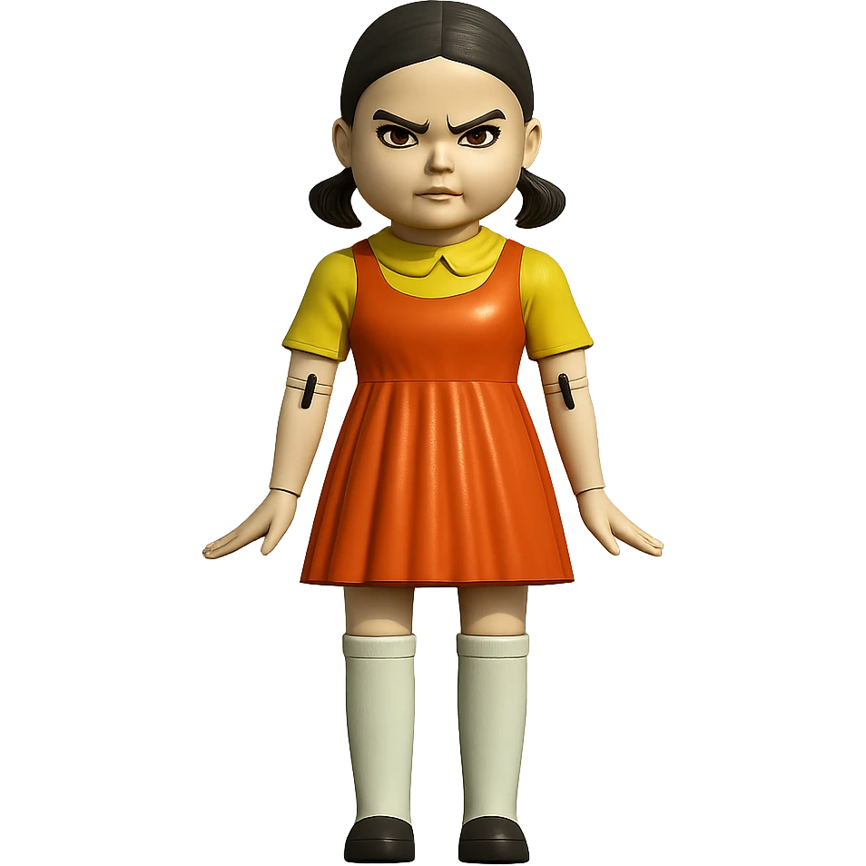 Change the expression to angry with furrowed brows and a frown, keep the style and character the same, only modify eyes and mouth. emoji