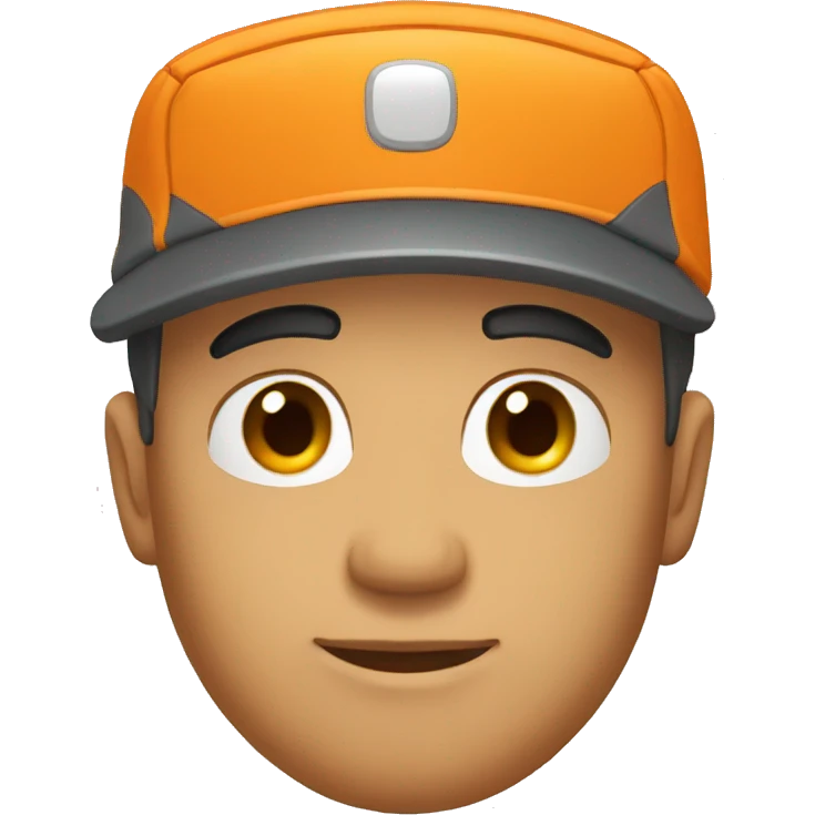 Orange cap with clean shaved face emoji