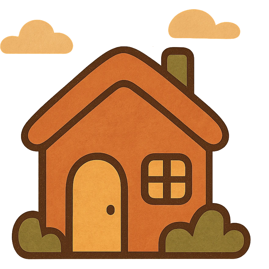 A modern, minimalistic icon of a home in flat design style, using bright and harmonious colors, suitable for mobile and web applications. emoji