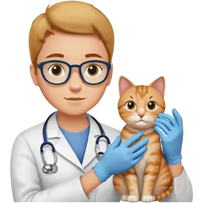 veterinarian examining a cat emoji