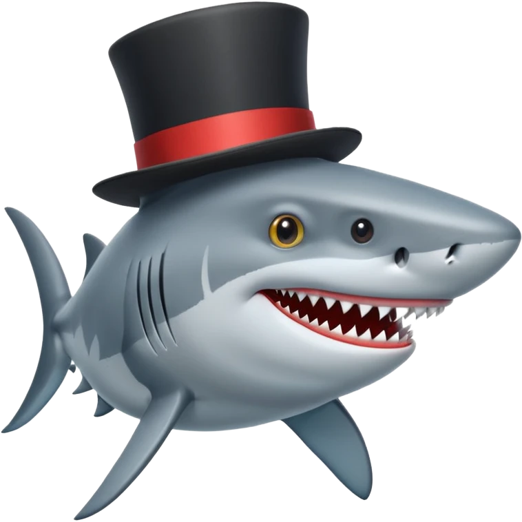 Shark with a top hat emoji