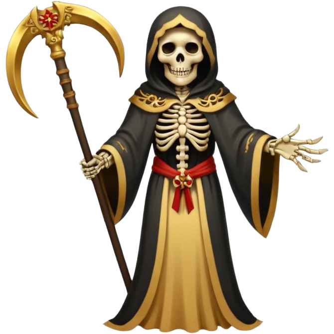 la santa muerte gold with large scythe  emoji
