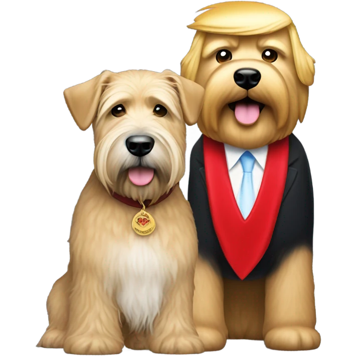President Donald trump with wheaten terrier wearing a red bandana emoji