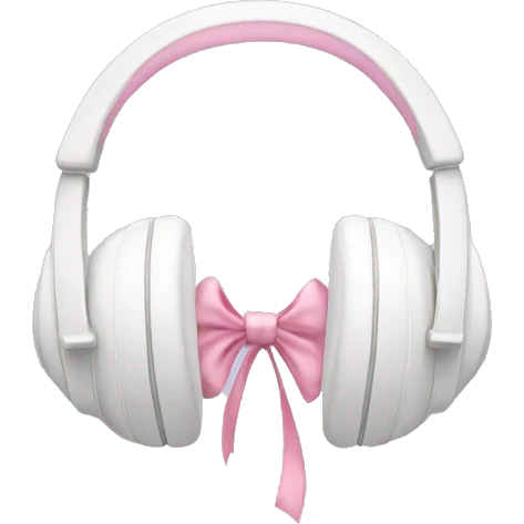 White headphones with light pink bows emoji