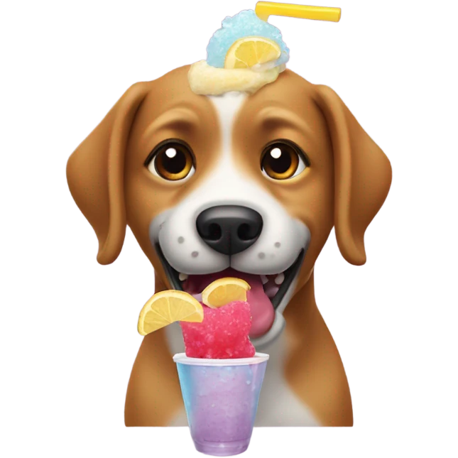 Dog eating a slushie emoji