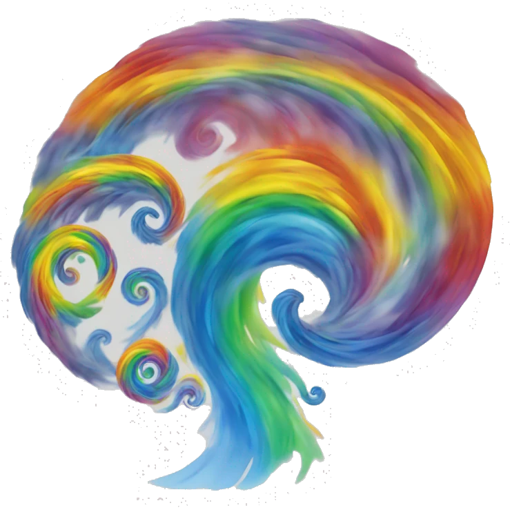 Rainbow tornado, colorful swirls, vortex emoji