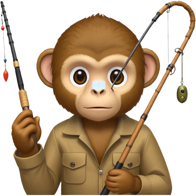 monkey holding fishing rod emoji