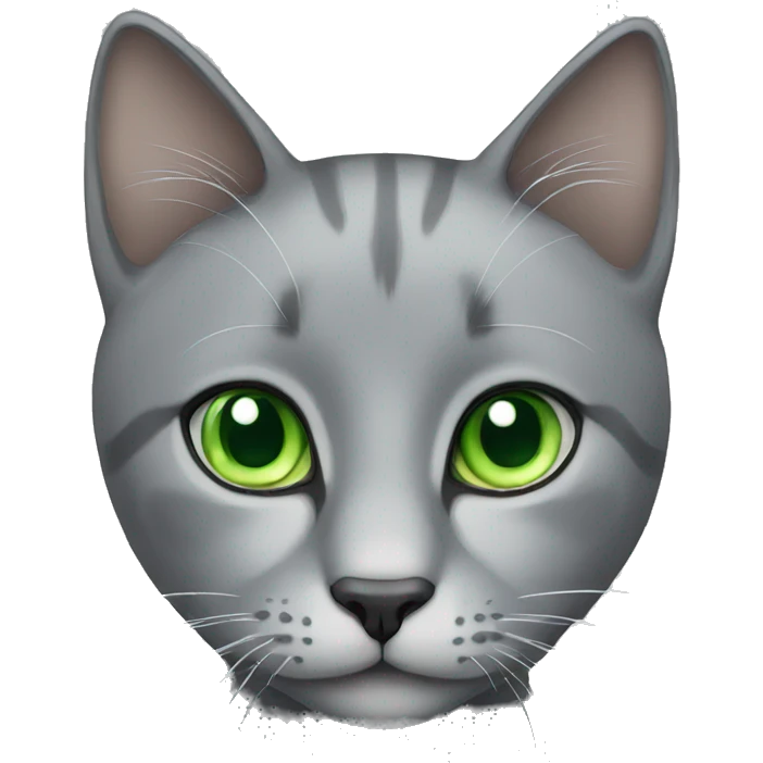 grey cat with green eyes emoji