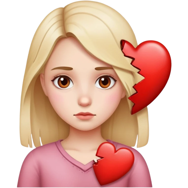 a girl with half a broken heart and half a full heart emoji