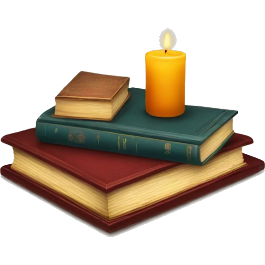 vintage tray with books and candle emoji