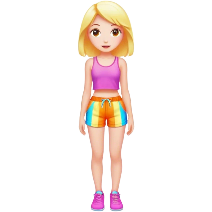glowing girl in colorful shorts emoji