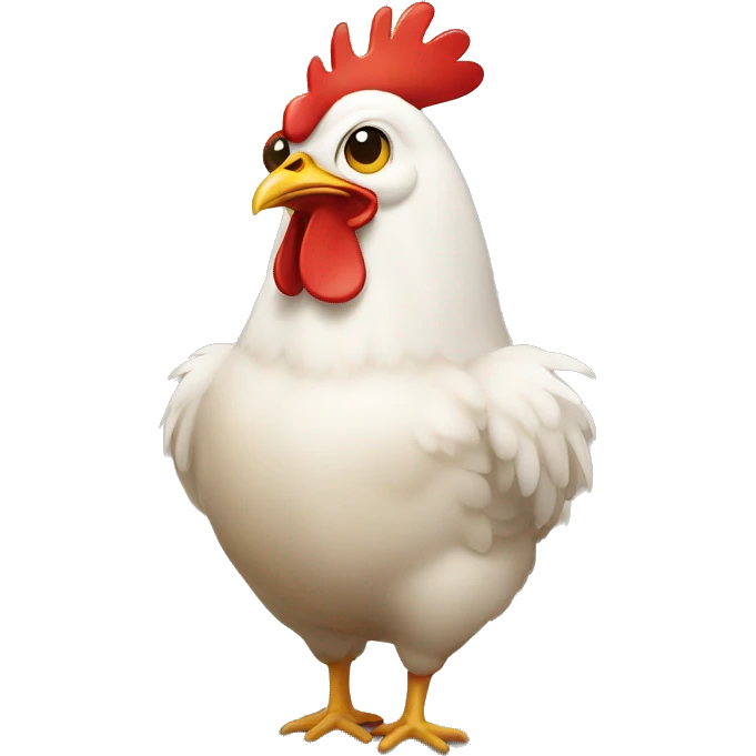 Chicken wearing overhauls emoji