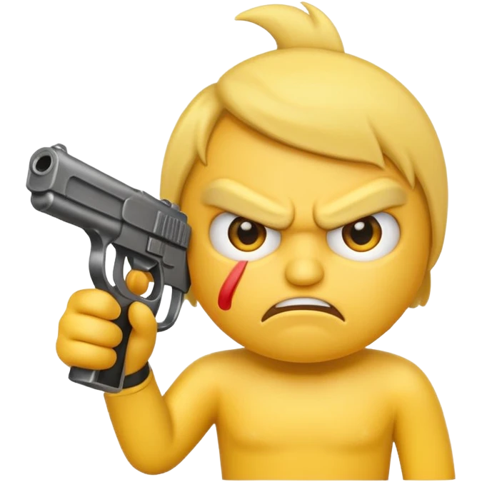 angry yellow emoji pointing gun emoji