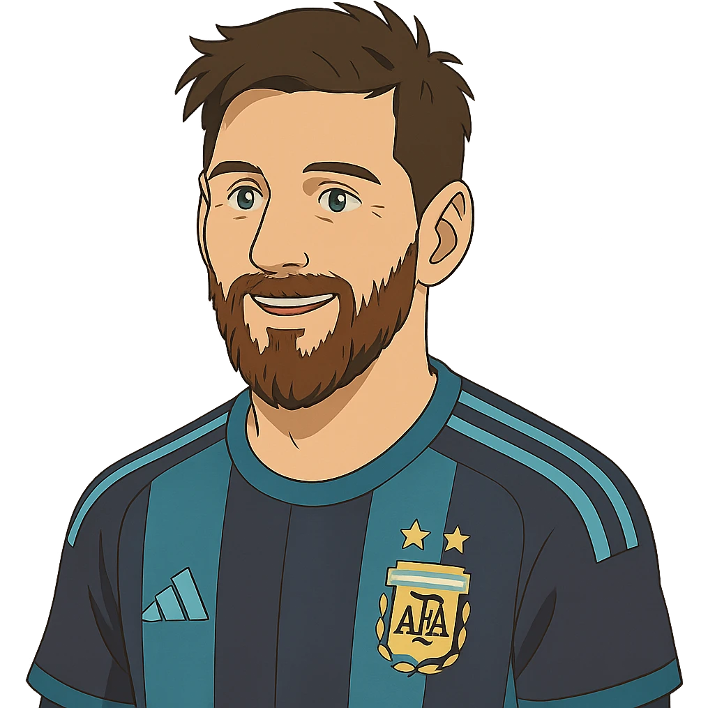 ghibli style illustration of Lionel Messi emoji