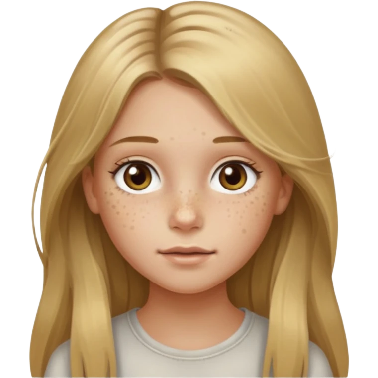 A young girl with long dirty blonde hair and hazel eyes emoji