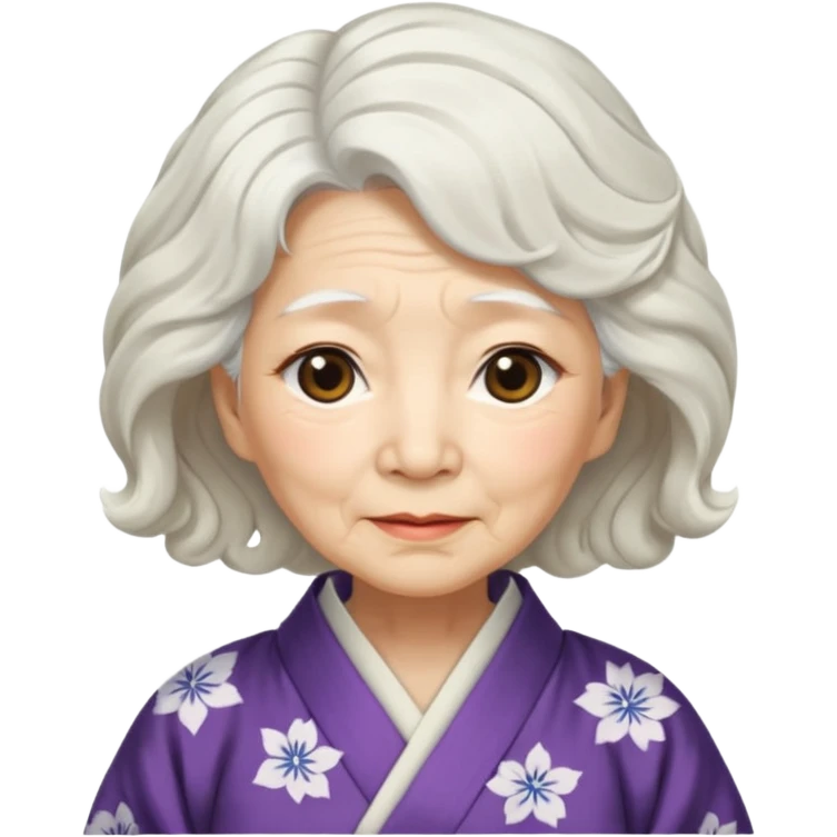 japanese culture old woman with white wavy hair and wrinkles emoji