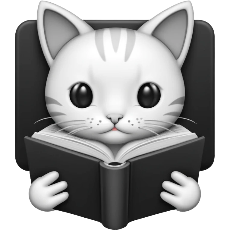 outline icon of a kitty reading a book emoji