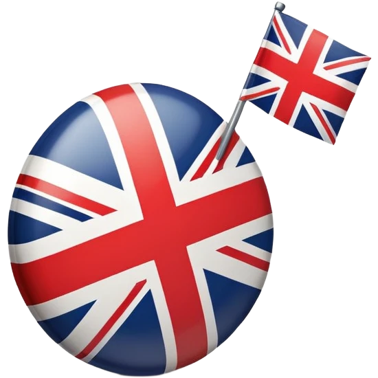 A cartoonish emoji representing English language priority, with the English flag and number 1 symbol emoji
