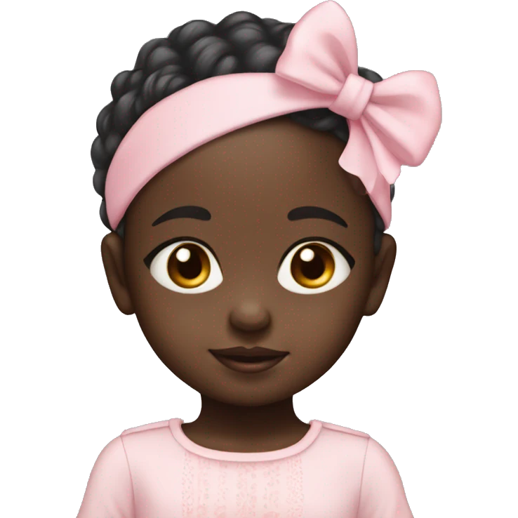 Black skin baby with powder pink headband with bow emoji