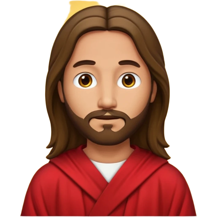 Jesus like the red robe Jesus painting but stylized like an emoji emoji