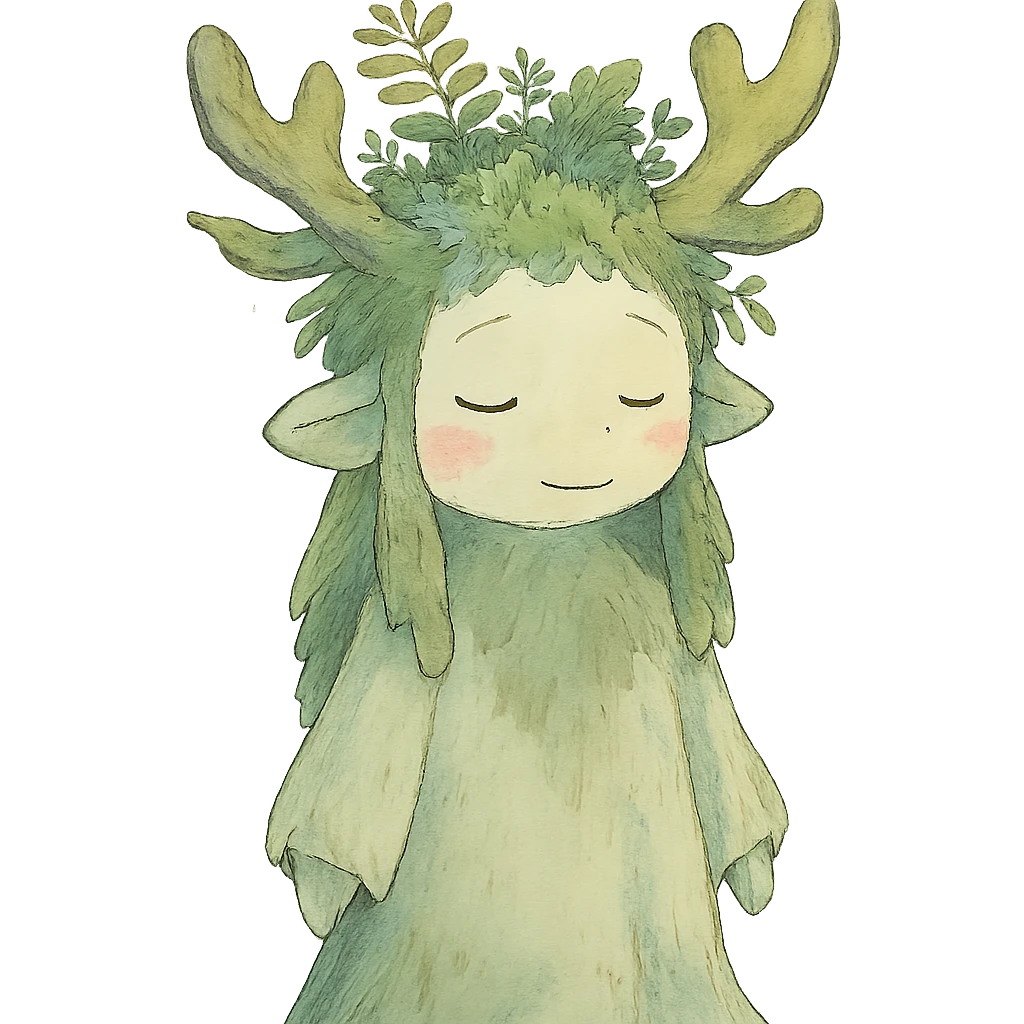forest spirit character in ghibli style with soft colors and whimsical atmosphere emoji