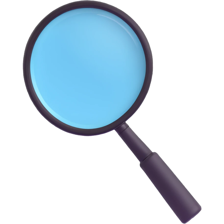 classic magnifying glass with round glass part and short black handle emoji