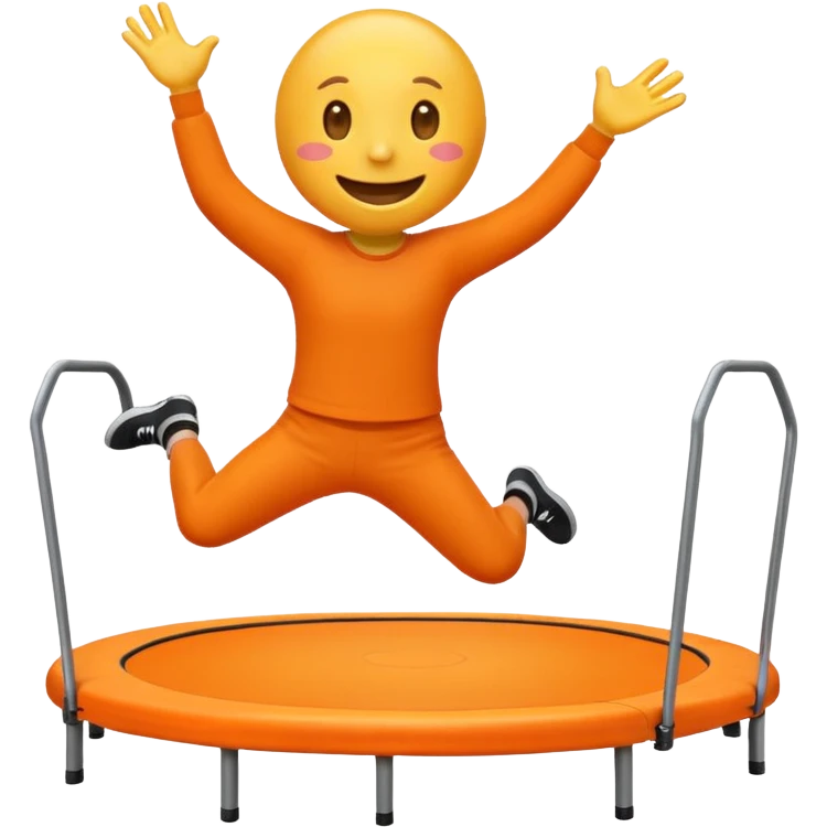 an emoji jumping on a orange trampoline emoji