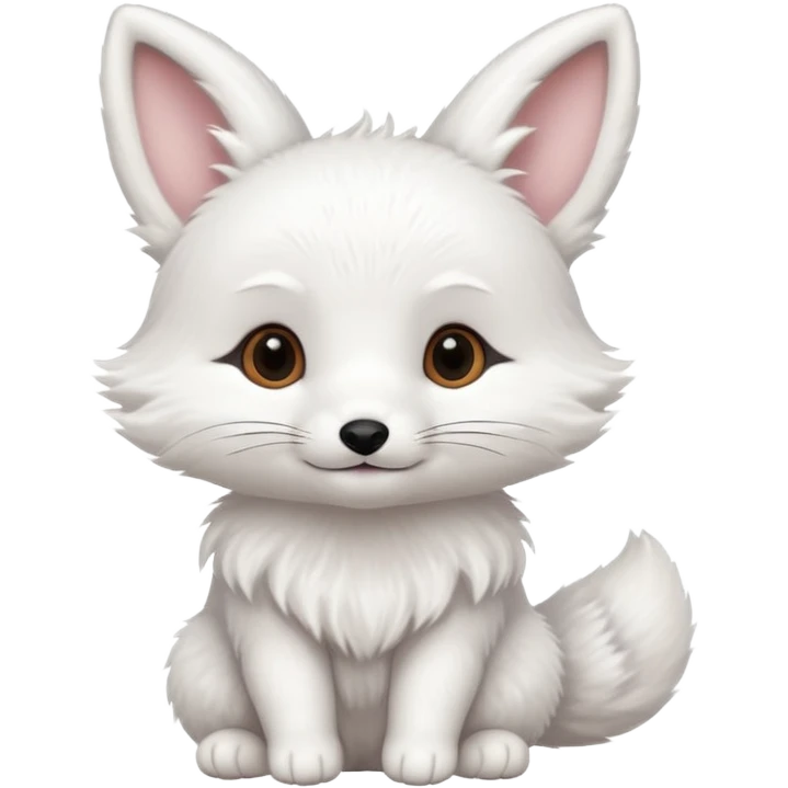 Baby white fox with bunny as friends emoji