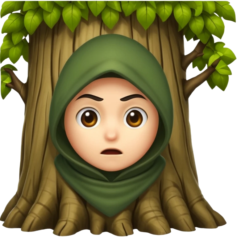 rogue character peeking from behind tree scared emoji