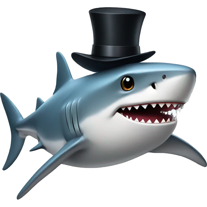 Shark with a top hat emoji