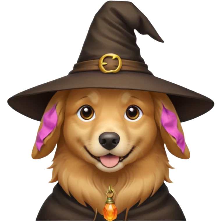 Golden retriever with witches hat emoji