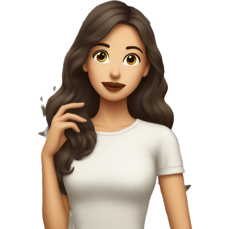 brunette beautiful girl smells  peonies emoji