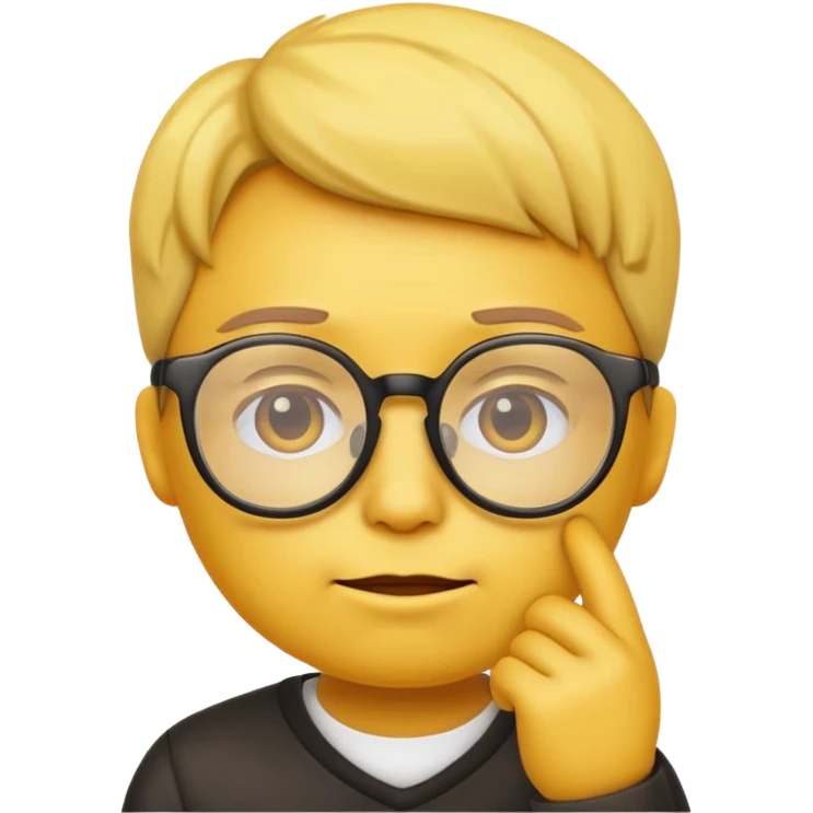 yellow emoji wearing glasses and thinking not smiling emoji