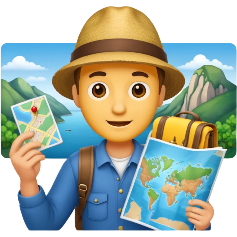 tourist man holding map emoji