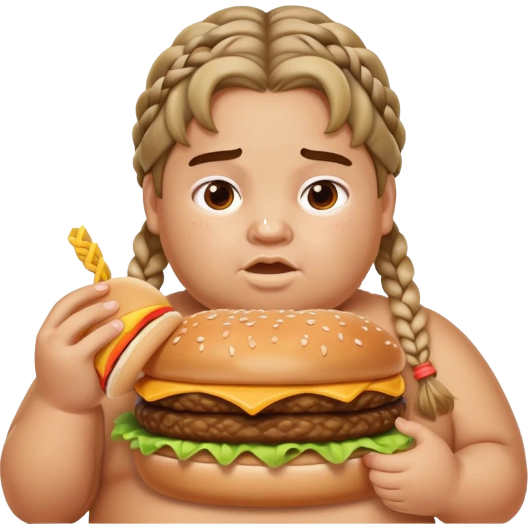Fat kid with Big Mac and braids sweaty and gaming emoji
