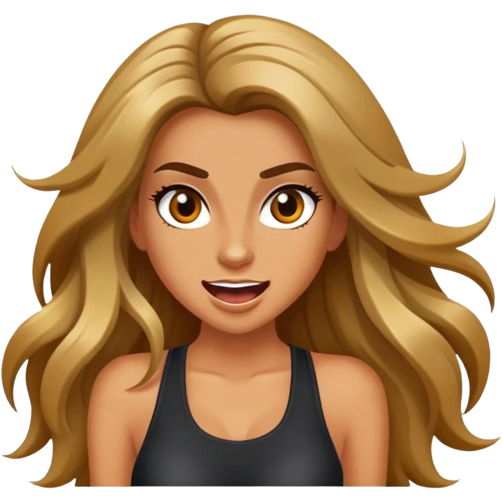Clubbing girl crazy sultry excited, long hair emoji