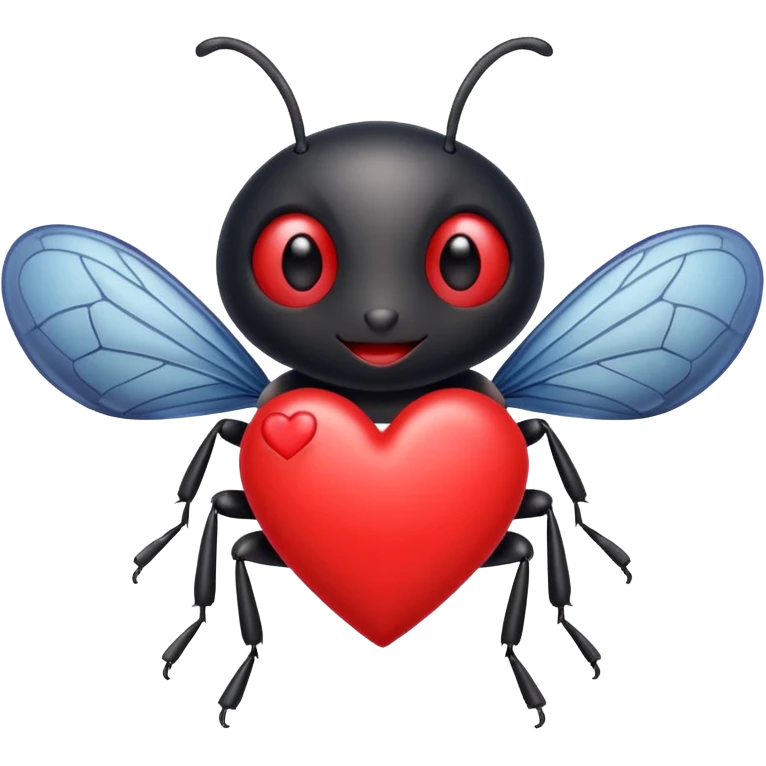 Bug holding a love heart emoji