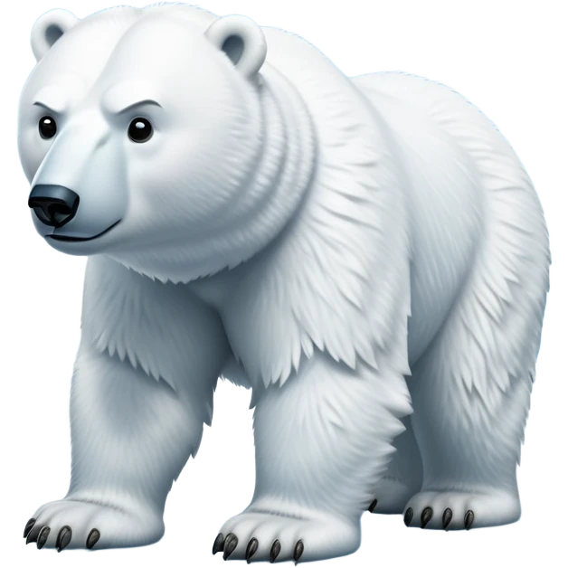 cinematic-polar-bear-realistic-full-body-standing-emoji,-massive-snowy-white-frame-lumbering-across-the-icy-tundra,-powerful-paws-pressing-into-the-frozen-ground,-head-tilted-dramatically,-thick-fur-dusted-with-ice-crystals,-simplified-yet-realistic-focused-features,-highly-detailed,-glowing-with-an-almost-sarcastic-glow

 emoji