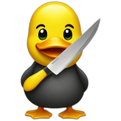 A yellow duck holding a knife emoji